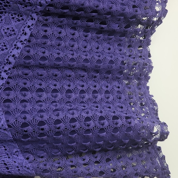 JM Collection Women's M Dark Purple Lace W Liner & 3/4 length Lace Sleeves - Picture 4 of 9